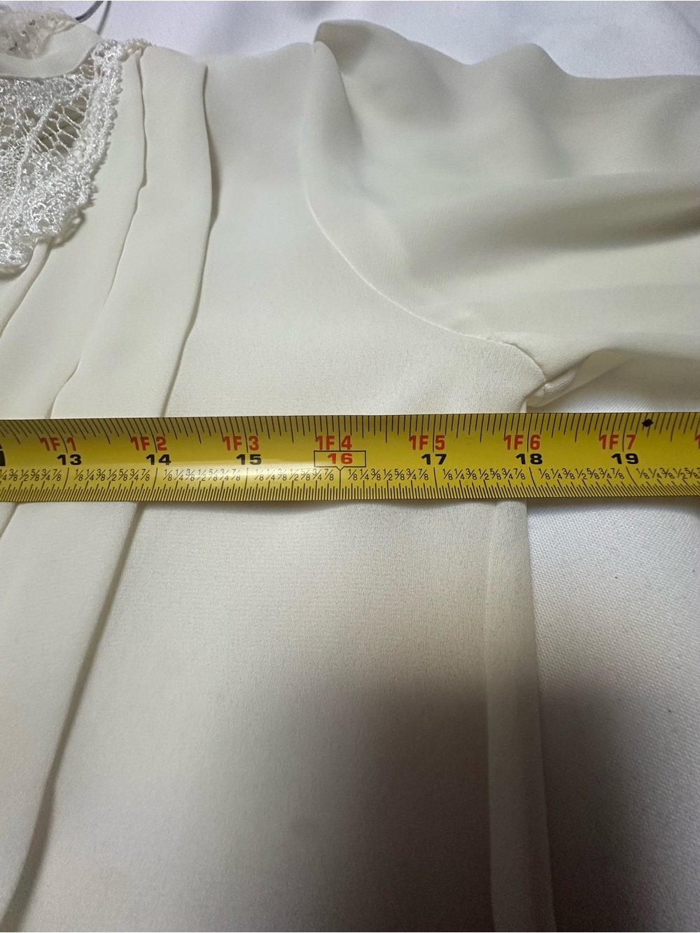 VICTORIAN EDWARDIAN BLOUSE TOP VTG 80s GOTHIC HIGH NECK PLEATED CREAM 12 - Picture 3 of 11